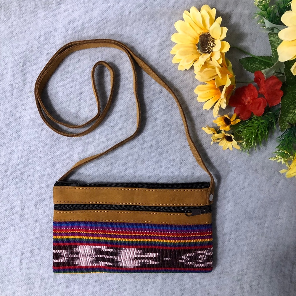 NWOT - Colorful Leather & Fabric Zippered Mini-Bag